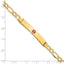 14K Medical Semi-Solid Chain/Solid Plate 37x6mm Centered Red Enamel Figaro Link 8 inch ID Bracelet