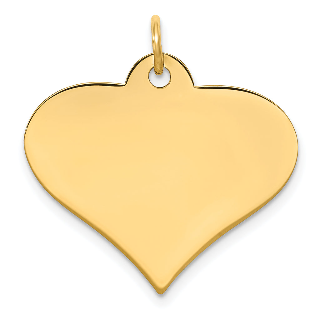 Heart Disc Charm in 14K Yellow Gold, 25mm Engravable, .018 Gauge - Sophia Jewelers