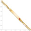 14K Medical Semi-Solid Chain/Solid Plate 37x6mm Off-Center Red Enamel Cuban Link 8 inch ID Bracelet