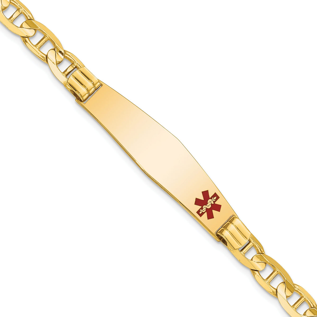Diamond Anchor Link ID Bracelet in 14K Yellow Gold, 9.5mm, 8 Inch - Sophia Jewelers Main image