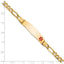 14K Medical Semi-Solid Chain/Solid Plate Soft Diamond Shape 38x9mm Off-Center Red Enamel Figaro Link 8 inch ID Bracelet