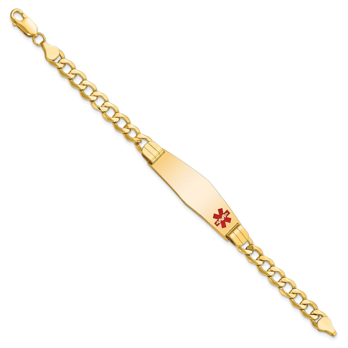 Chain Diamond Curb Link ID Bracelet in 14K Yellow Gold, 13.5mm, 8 Inch - Sophia Jewelers Main image