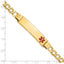 14K Medical Semi-solid Chain/Solid Plate 40x10mm Off-Center Red Enamel Curb Link 8 inch ID Bracelet