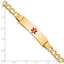 14K Medical Semi-Solid Chain/Solid Plate 40x10mm Centered Red Enamel Curb Link 8 inch ID Bracelet