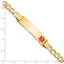 14K Medical Semi-solid Chain/Solid Plate 40x10mm Off-Center Red Enamel Curb Link 8 inch ID Bracelet