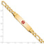 14K Medical Solid Chain/Solid Plate 40x10mm Centered Red Enamel Flat Figaro Link 8 inch ID Bracelet