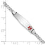 14K White Gold Medical Solid Chain/Solid Plate 26x7mm Soft Diamond Shape Off-Center Red Enamel Flat Curb Link 8 inch ID Brace