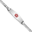 14K White Gold Medical Solid Chain/Solid Plate 24x7mm Soft Diamond Shape Centered Red Enamel Anchor Link 7 inch ID Bracelet