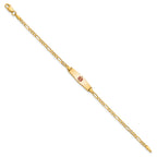 14k Medical Solid Chain/Solid Plate 20x5mm Soft Diamond Shape Centered Red Enamel Figaro Link 8 inch ID Bracelet