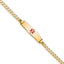 14k Medical Solid Chain/Solid Plate 20x5mm Soft Diamond Shape Centered Red Enamel Curb Link 8 inch ID Bracelet