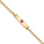 14k Medical Semi-Solid Chain/Solid Plate 20x5mm Soft Diamond Shape Centered Red Enamel Cuban Link 7 inch ID Bracelet