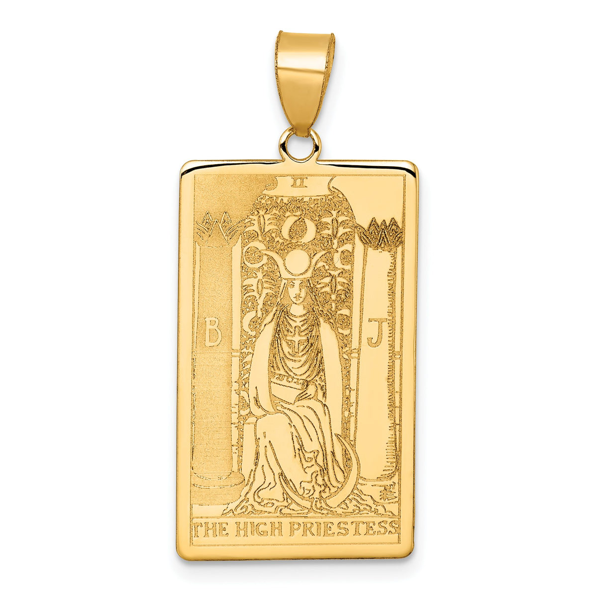 The High Priestess Tarot Card Pendant in 14K Yellow Gold, 36mm - Sophia Jewelers Main image
