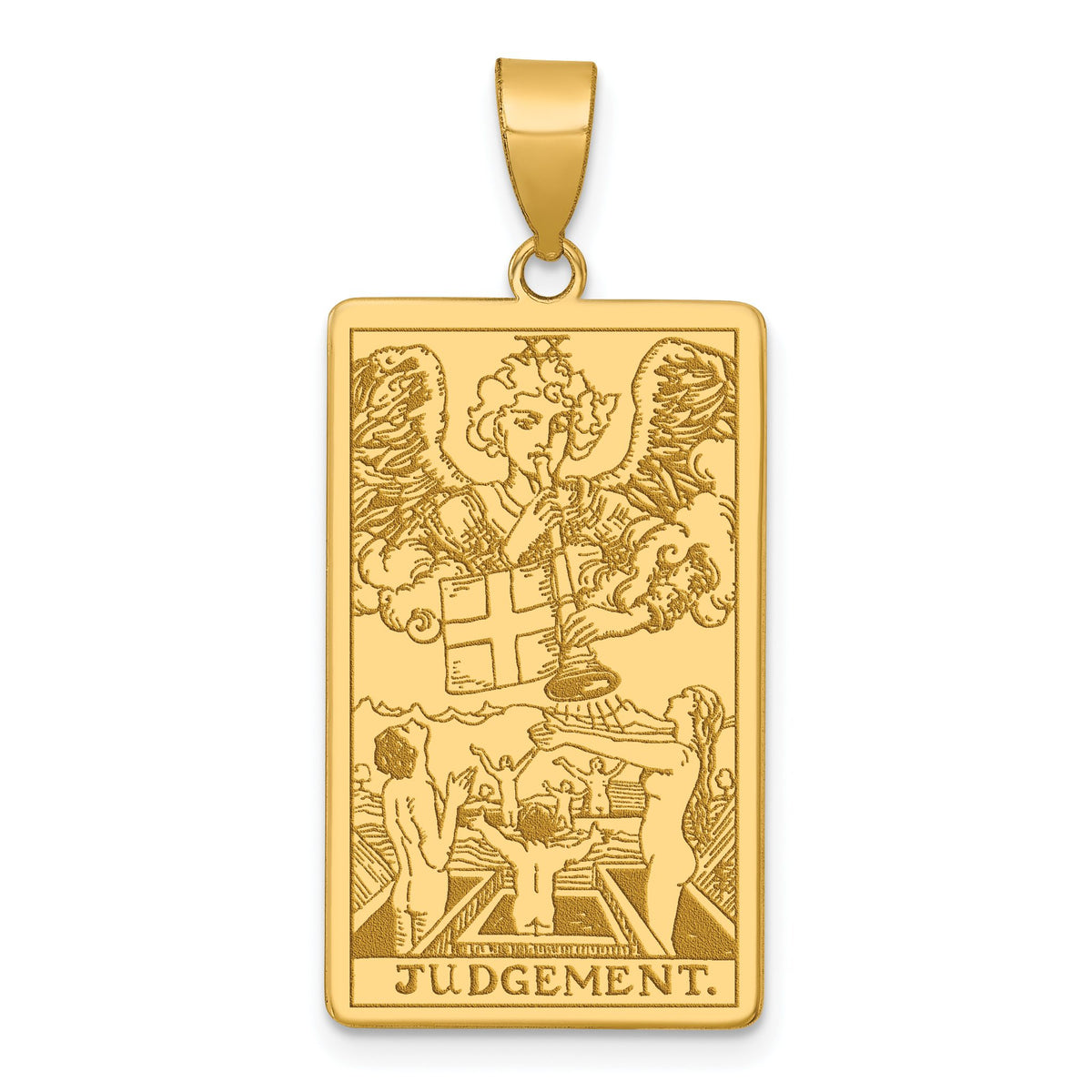 Judgement Tarot Card Pendant in 14K Yellow Gold, 36mm Textured - Sophia Jewelers Main image