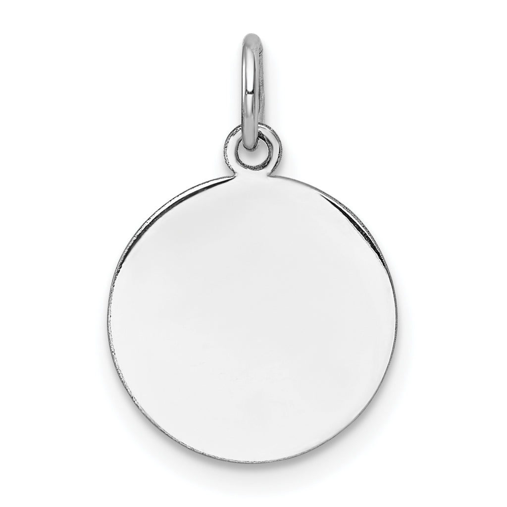 14k White Gold Plain .009 Gauge Circular Engravable Disc Charm