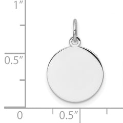 14k White Gold Plain .035 Gauge Circular Engravable Disc Charm