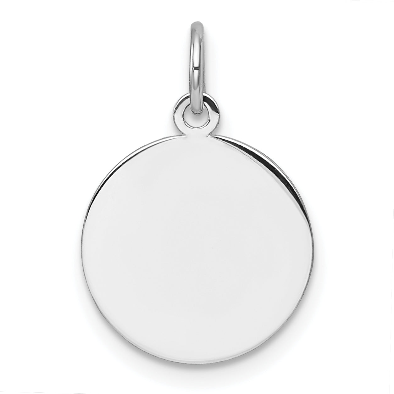 14k White Gold Plain .035 Gauge Circular Engravable Disc Charm