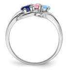 Sterling Silver Rhodium-plated Genuine 3 Stone Mother's Ring
