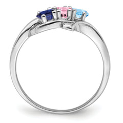 Sterling Silver Rhodium-plated Genuine 3 Stone Mother's Ring