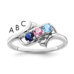 Sterling Silver Rhodium-plated Genuine 3 Stone Mother's Ring