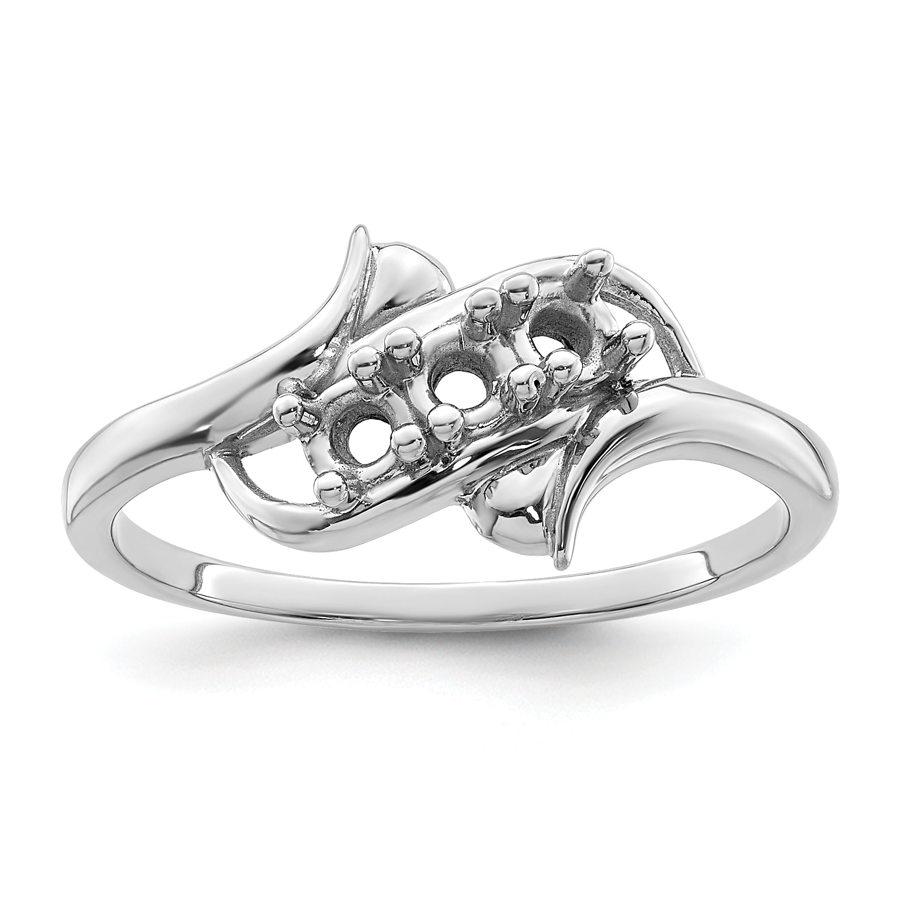 Sterling Silver Rhodium-plated Genuine 3 Stone Mother's Ring