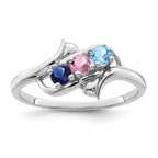 Sterling Silver Rhodium-plated Genuine 3 Stone Mother's Ring