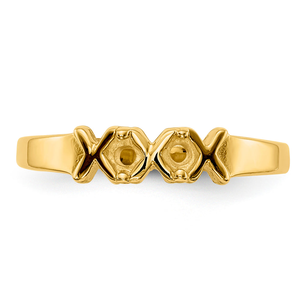 14k Polished 2-Stone Mothers Ring Mounting (No Stone Included)