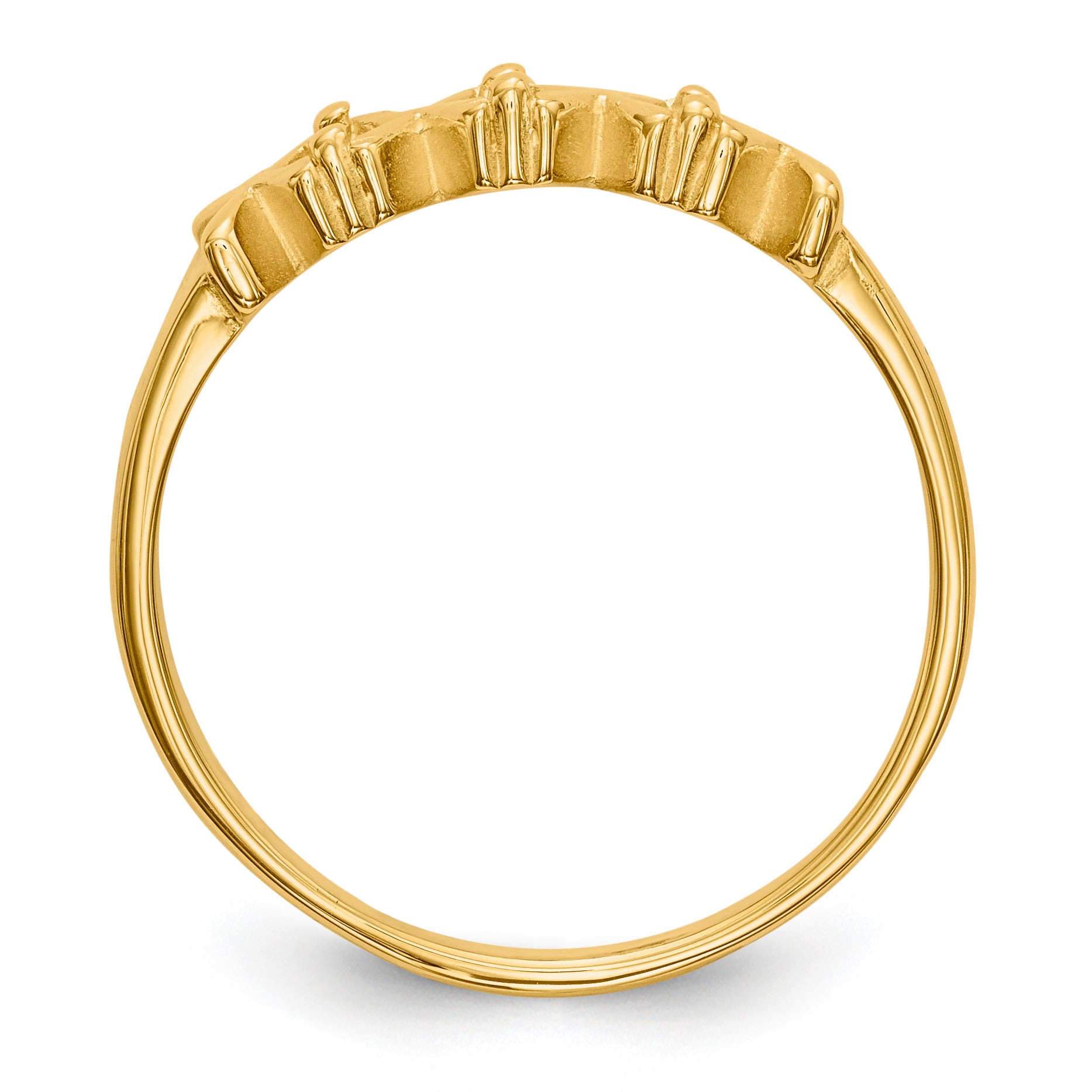 14k Polished 3-Stone Mothers Ring Mounting (No Stone Included)