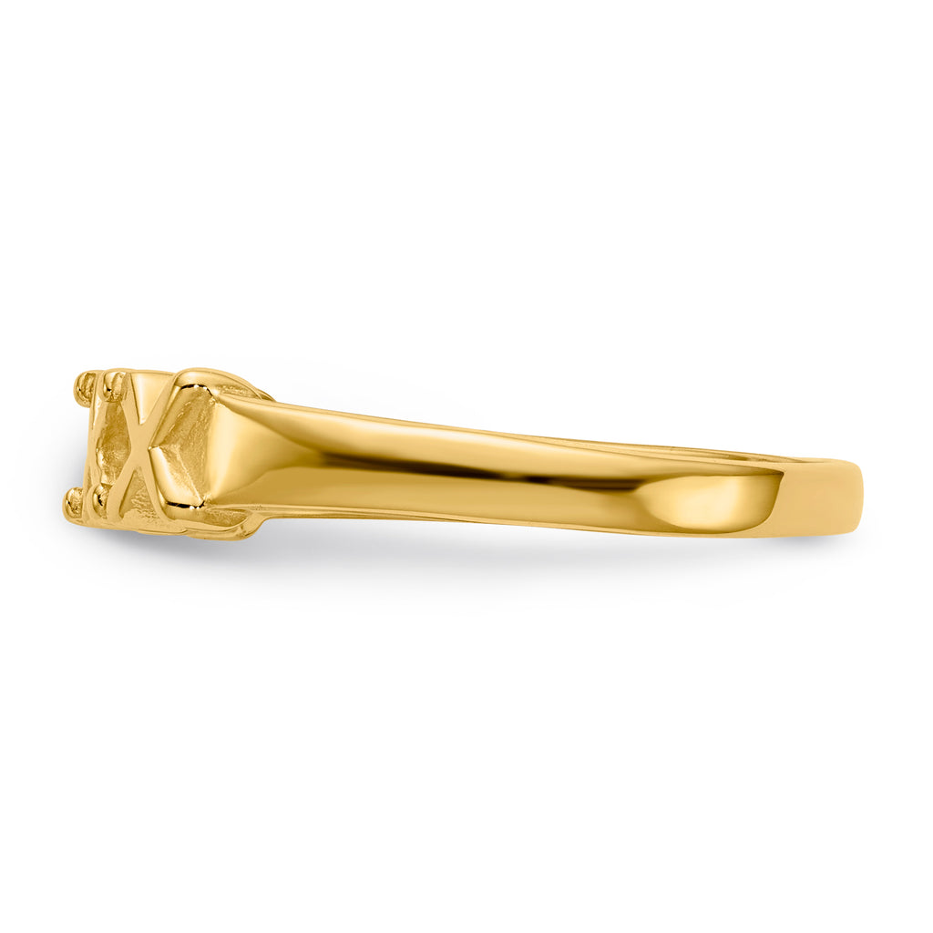 14k Polished 3-Stone Mothers Ring Mounting (No Stone Included)