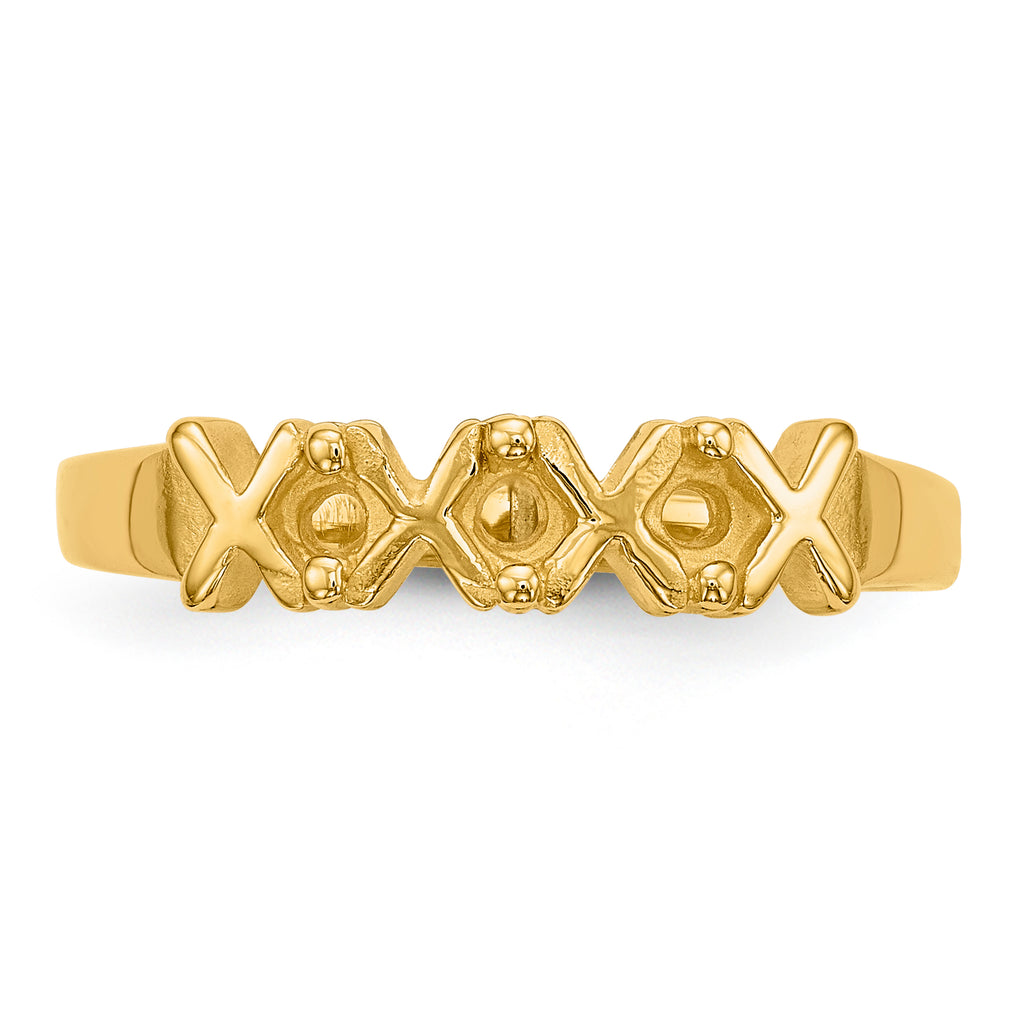 14k Polished 3-Stone Mothers Ring Mounting (No Stone Included)