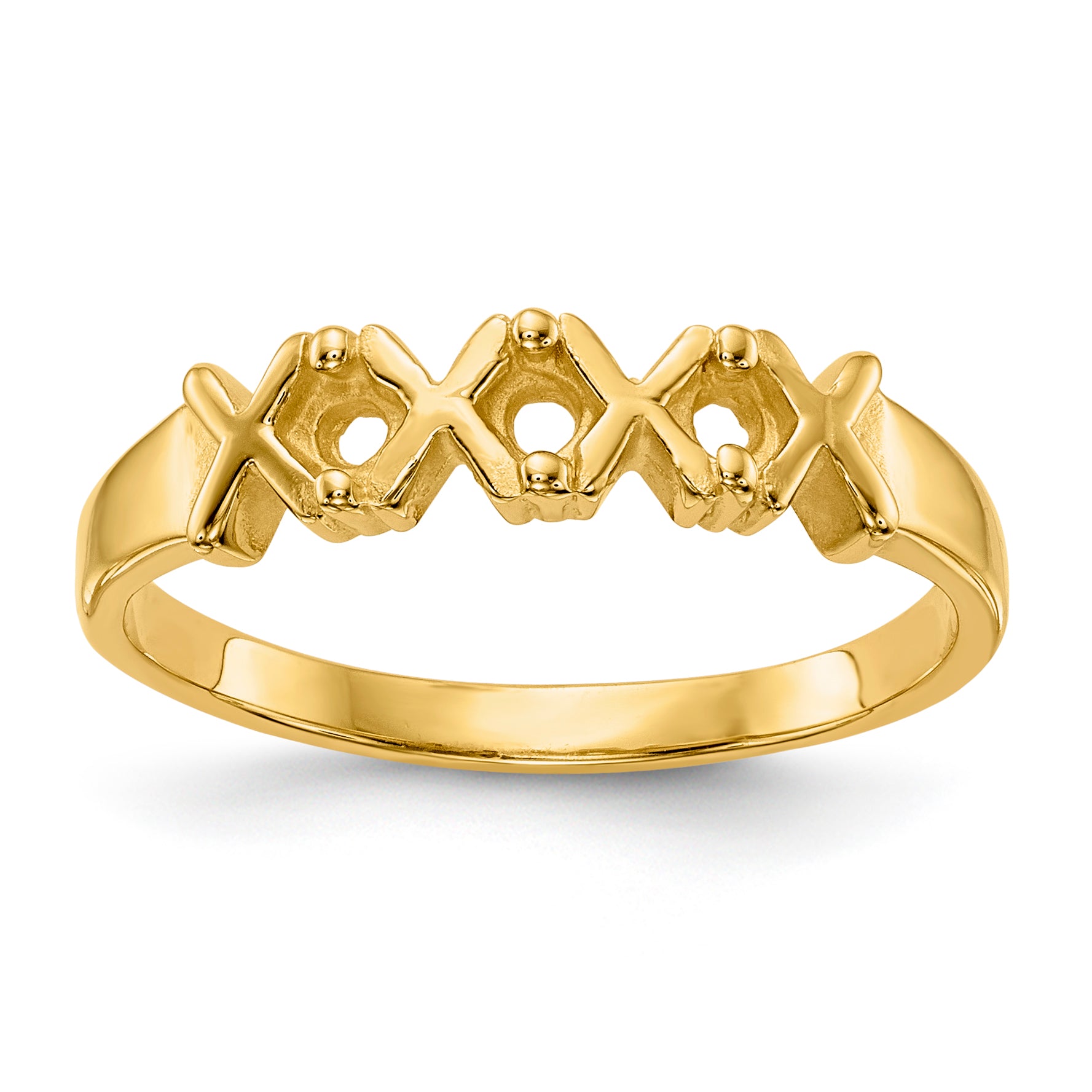 14k Polished 3-Stone Mothers Ring Mounting (No Stone Included)