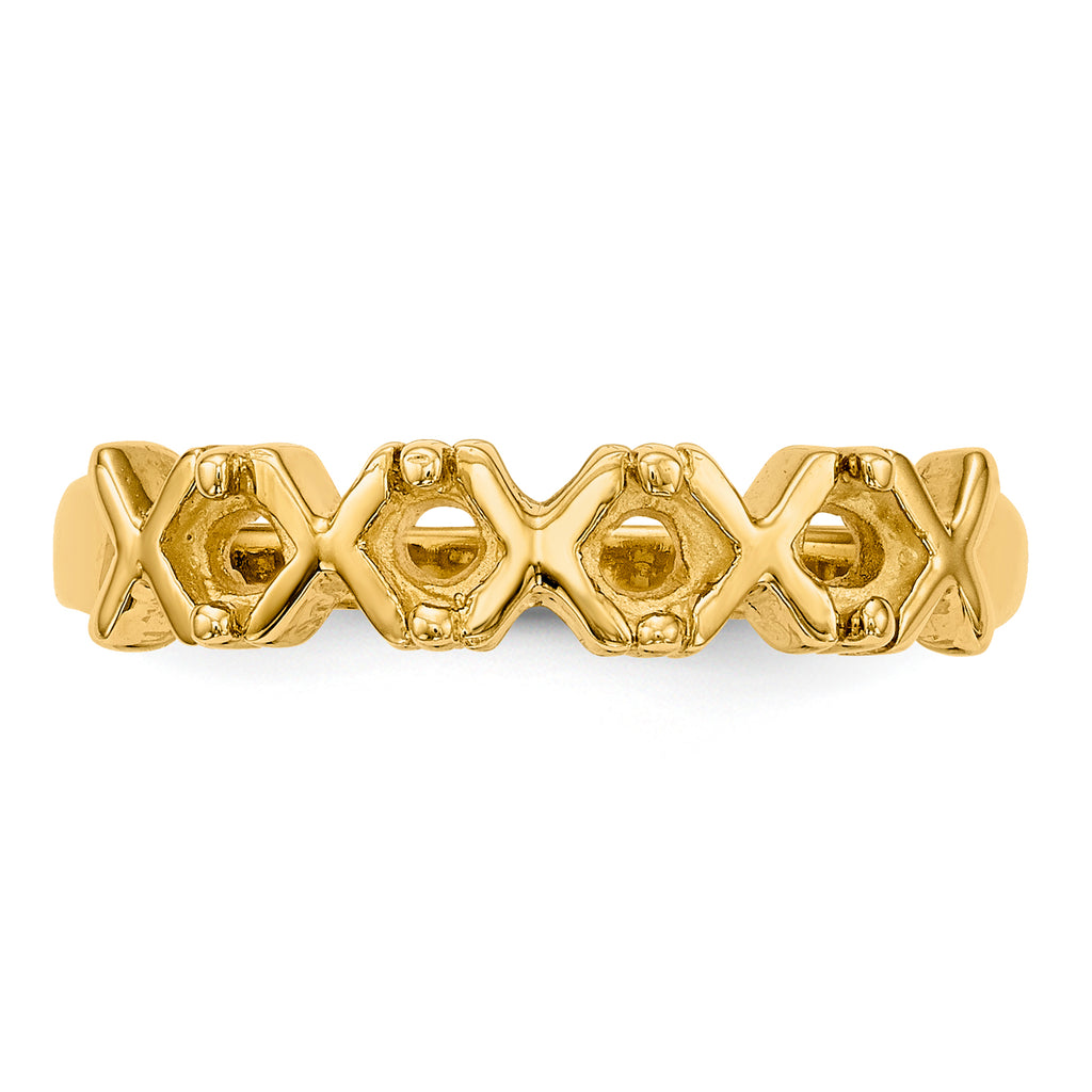 14k Polished 4-Stone Mothers Ring Mounting (No Stone Included)