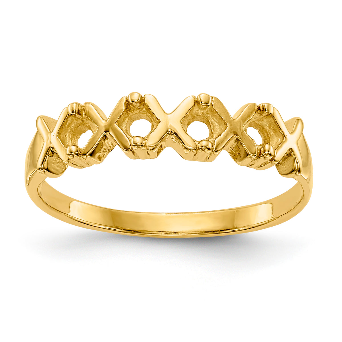 14k Polished 4-Stone Mothers Ring Mounting (No Stone Included)