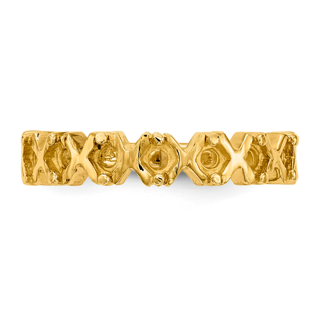14k Polished 7-Stone Mothers Ring Mounting (No Stone Included)