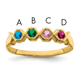 14k Genuine 4 Stone Mother's Ring Main image