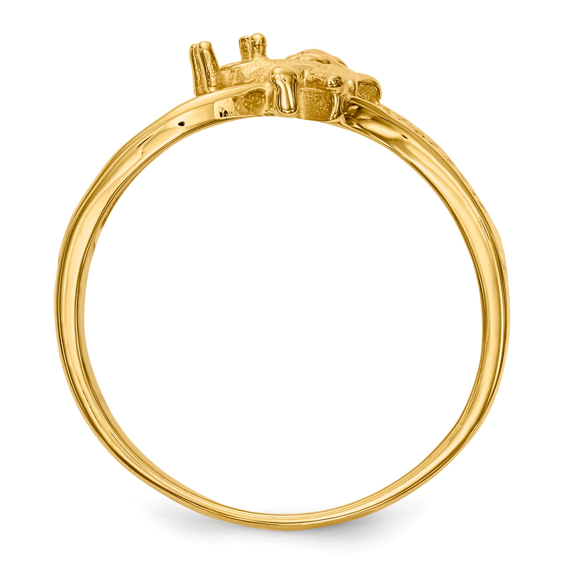 14k Polished 1-Stone Mothers Ring with Angel on Band Mounting (No Stone Included)