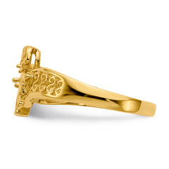 14k Polished 1-Stone Mothers Ring with Angel on Band Mounting (No Stone Included)