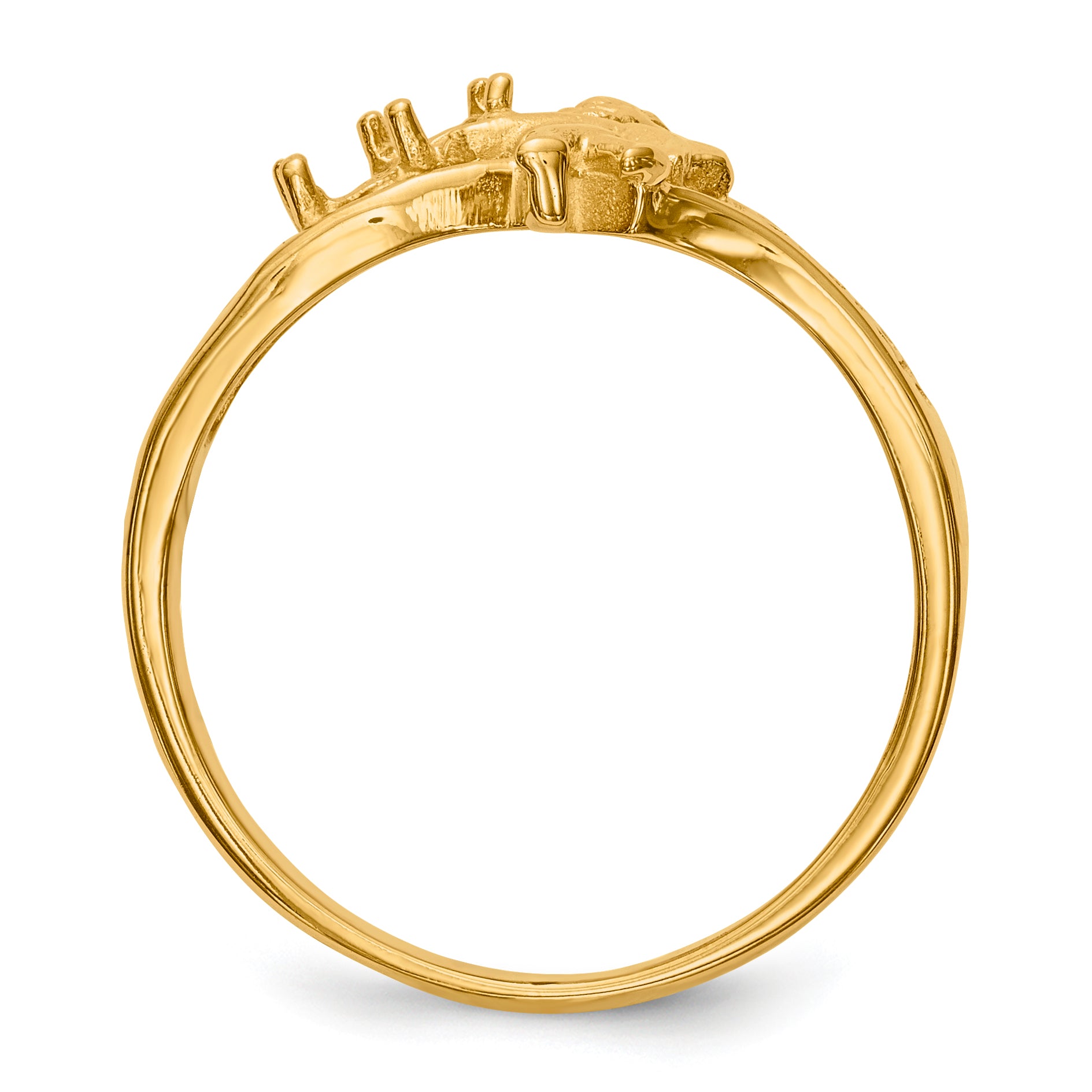 14k Polished 2-Stone Mothers Ring with Angel on Band Mounting (No Stone Included)