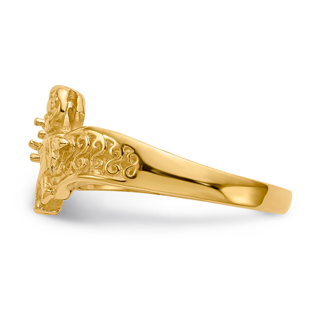 14k Polished 2-Stone Mothers Ring with Angel on Band Mounting (No Stone Included)