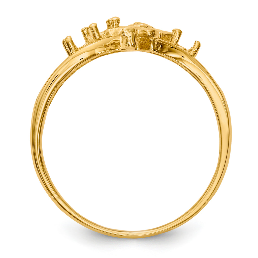 14k Polished 3-Stone Mothers Ring with Angel on Band Mounting (No Stone Included)