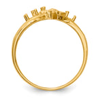 14k Polished 3-Stone Mothers Ring with Angel on Band Mounting (No Stone Included)