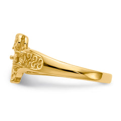 14k Polished 3-Stone Mothers Ring with Angel on Band Mounting (No Stone Included)