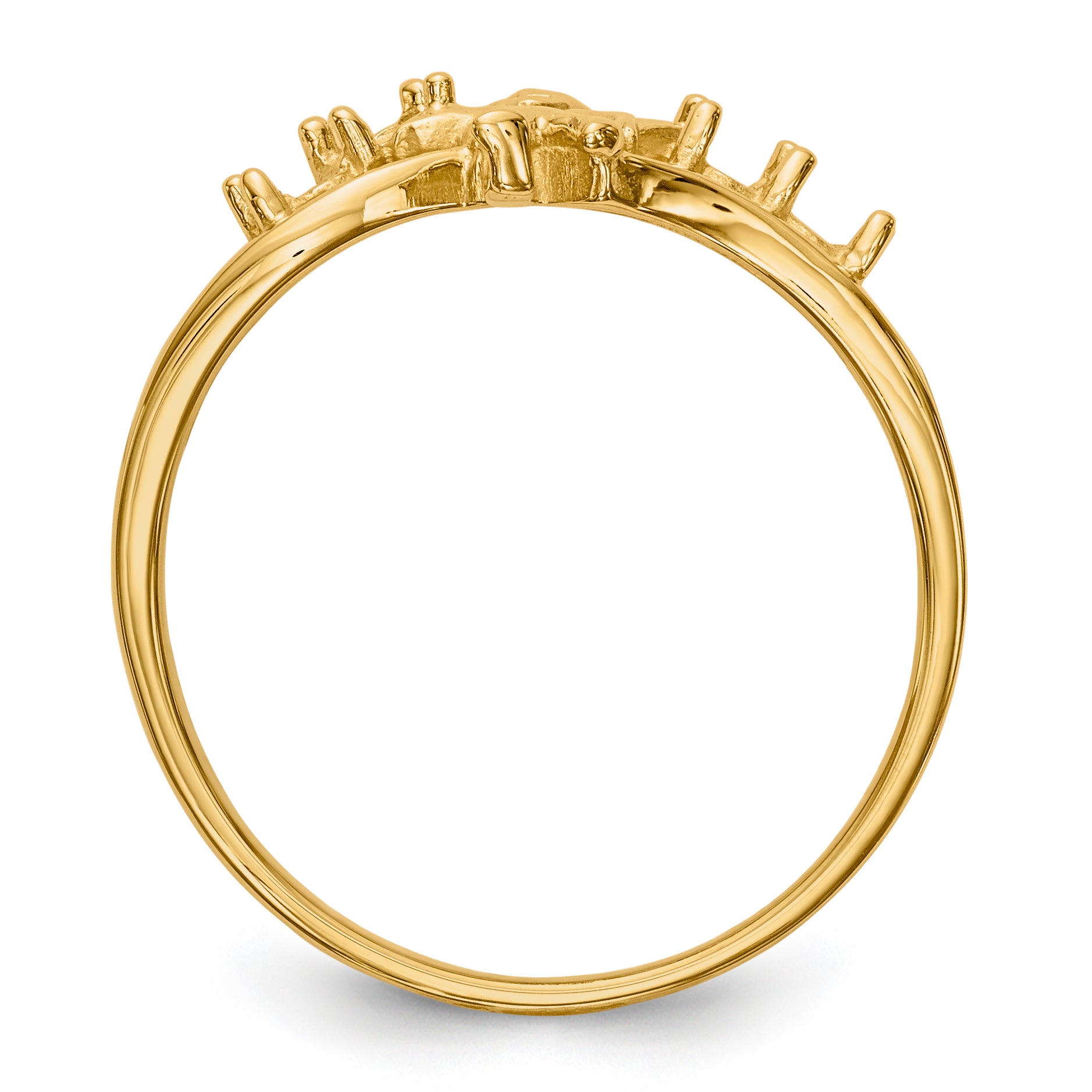 14k Polished 4-Stone Mothers Ring with Angel on Band Mounting (No Stone Included)