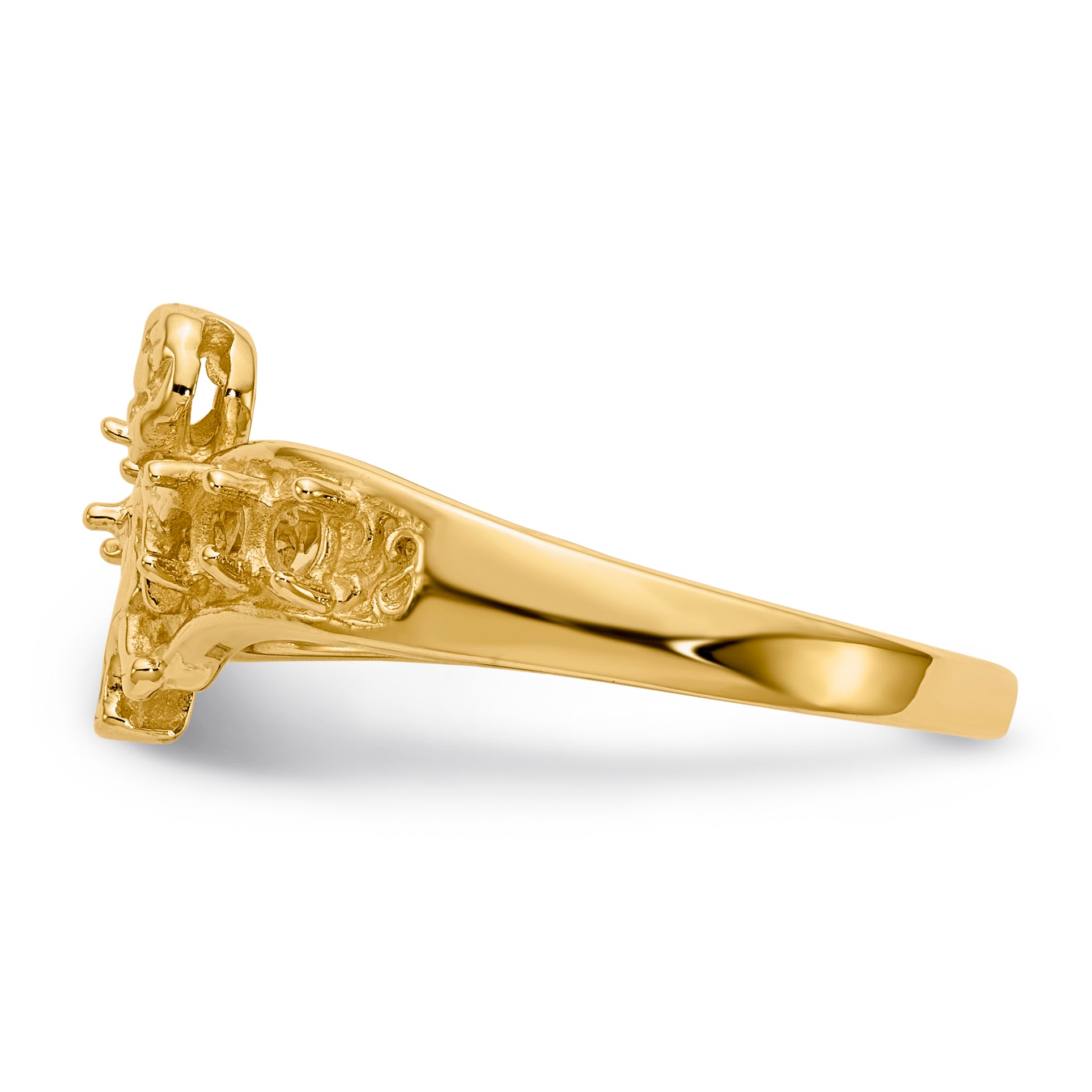 14k Polished 4-Stone Mothers Ring with Angel on Band Mounting (No Stone Included)