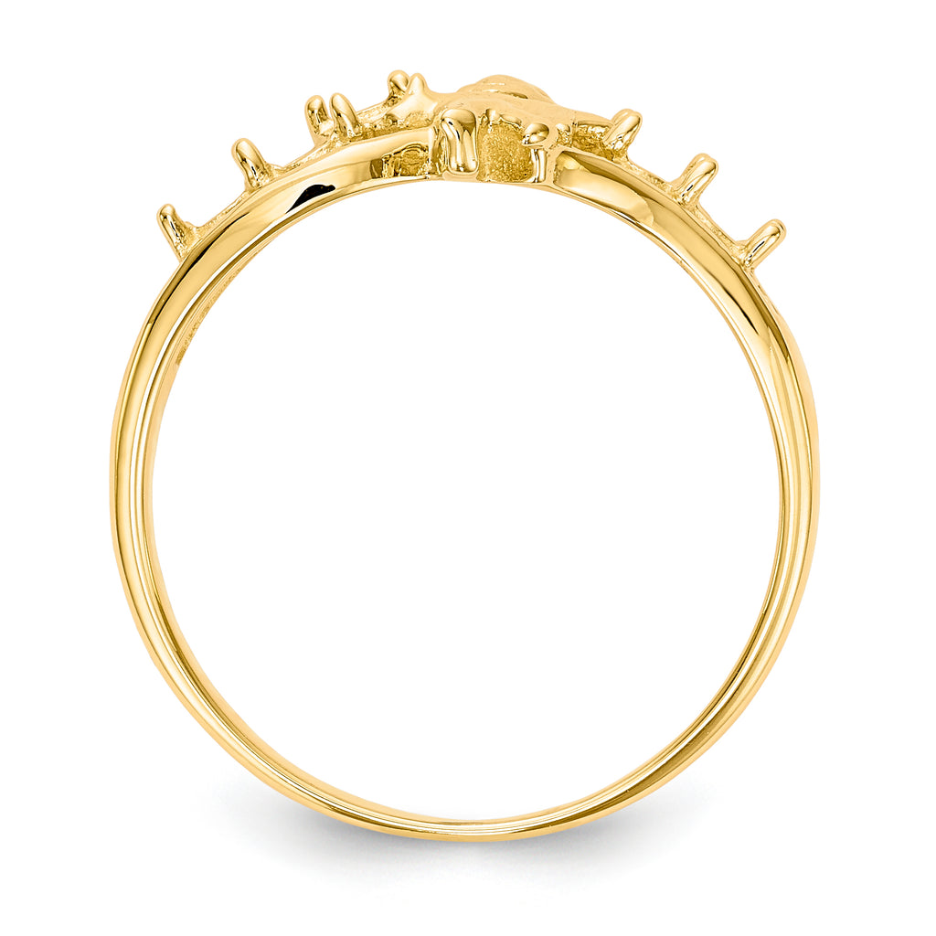14k Polished 5-Stone Mothers Ring with Angel on Band Mounting (No Stone Included)