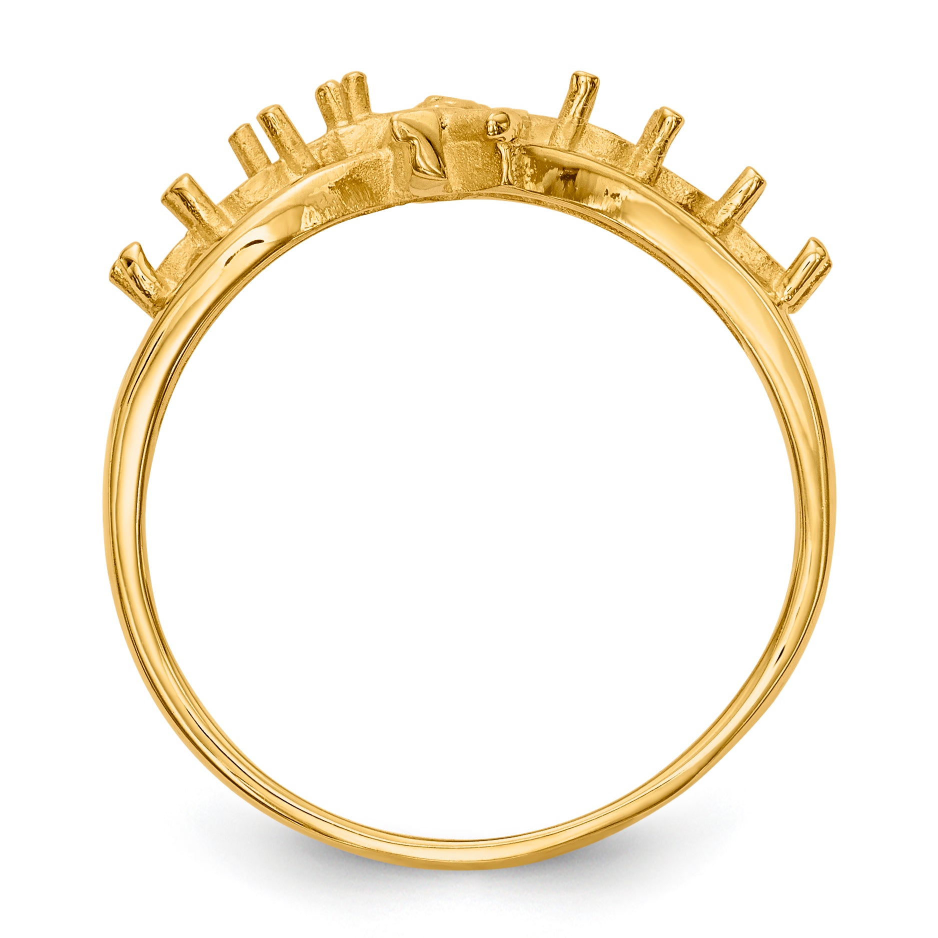 14k Polished 6-Stone Mothers Ring with Angel on Band Mounting (No Stone Included)