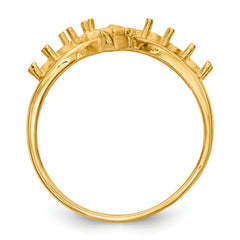 14k Polished 6-Stone Mothers Ring with Angel on Band Mounting (No Stone Included)