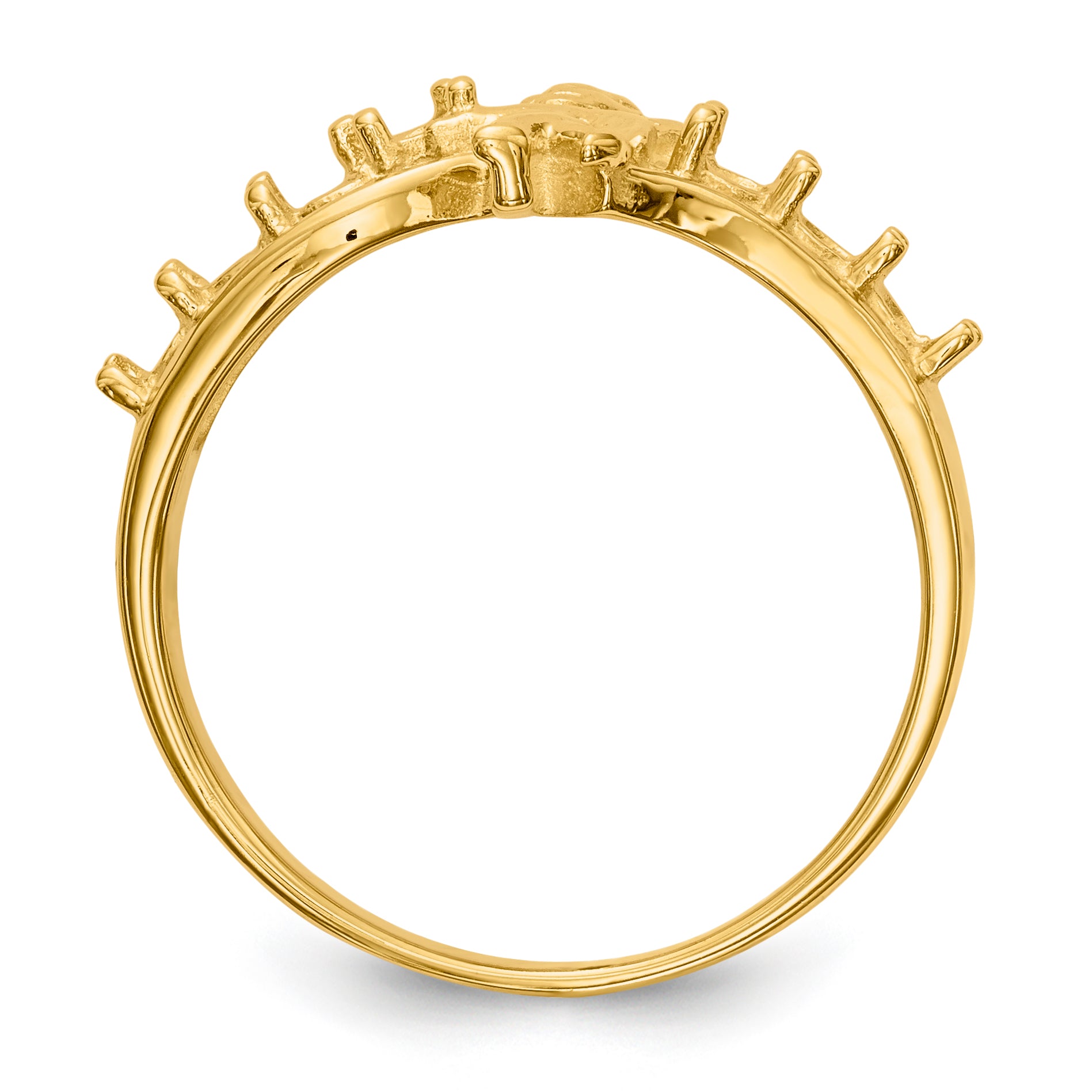 14k Polished 7-Stone Mothers Ring with Angel on Band Mounting (No Stone Included) Secondary image