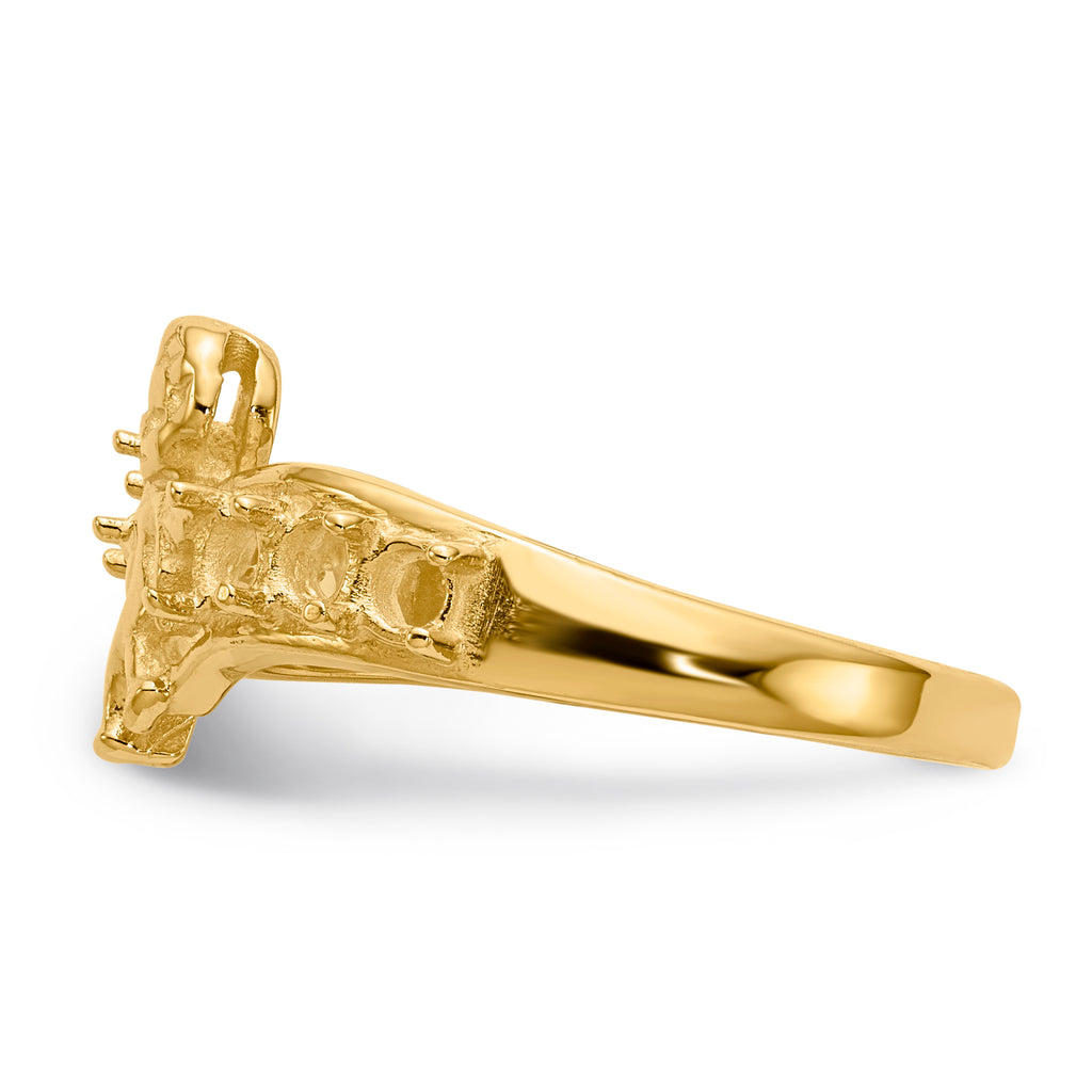 14k Polished 7-Stone Mothers Ring with Angel on Band Mounting (No Stone Included)