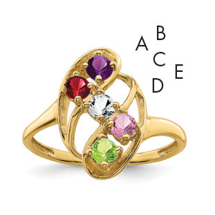 14k Genuine 5 Stone Mother's Ring Main image
