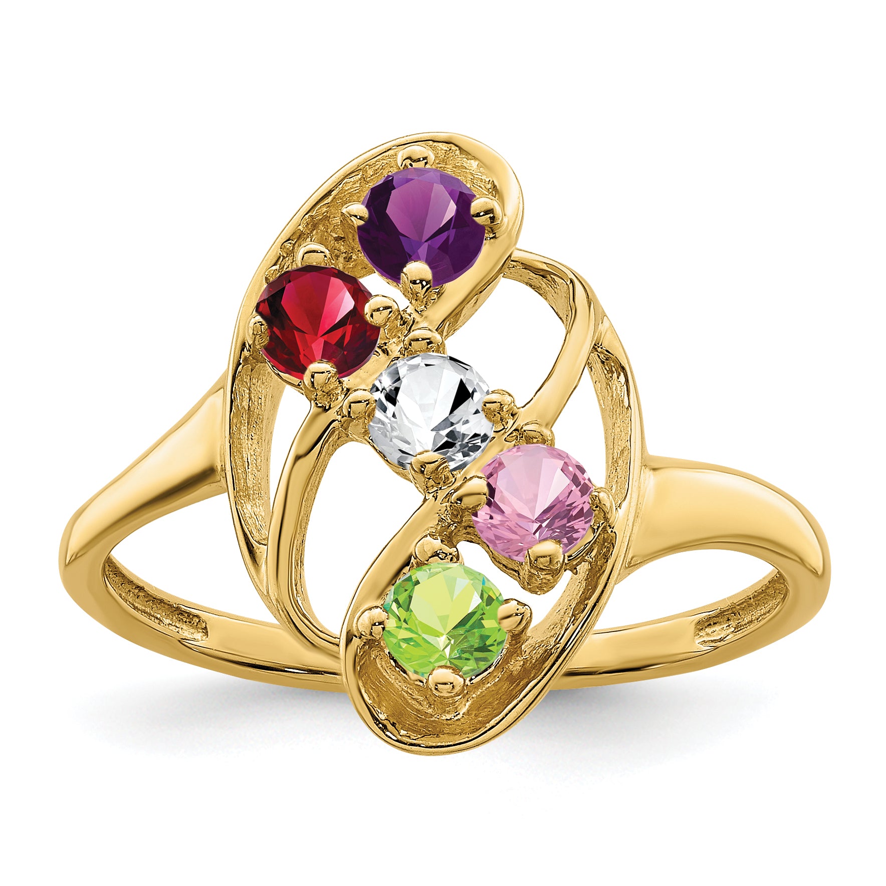 14k Genuine 5 Stone Mother's Ring Secondary image